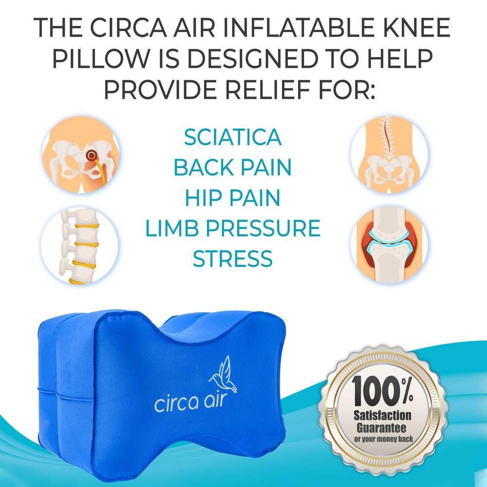 Circa Air Inflatable Knee Pillow for Side Sleepers - Orthopedic Knee Pillows for Sleeping, Sciatica Relief, Back Pain, Leg Pain, Hip or Joint Pain.